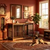 Hundekäfig Möbel, 119 cm Hundebox Möbel, 2 Türen, Vintage Produktbild-Vorschau 3
