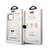 A Karl Lagerfeld iPhone case is displayed in its packaging, with the case visible through a clear window on the front of the box and product details on the side. Náhled obrázku produktu