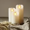 LED Kerze 'Glow' - Echtwachs - gelbe flackernde LED - Timer - H: 10cm, D: 5,5cm - weiß Produktbild-Vorschau