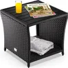 Casaria Table d'appoint en polyrotin Noir plateau de table Voir les images du produit 1