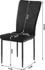 A black chair with dimensions indicated by white lines and text. Produktbild-Vorschau