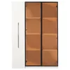 A white cabinet with two glass doors, each divided into two shelves. The cabinet has a black frame around the glass doors and a black handle on the left side. Produktbild-Vorschau