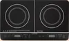 A top-down view of a black Klarstein induction hob with two cooking zones. Produktbild-Vorschau
