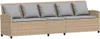 A beige poly rattan sofa with gray cushions is shown against a white background. Náhled obrázku produktu