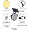 A collage of images and text describing the features of an outdoor solar lamp. Produktbild-Vorschau