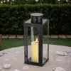 Laterne schwarz Metall Glas wetterbeständig 24 cm hoch für Garten Friedhof Anteprima dell’immagine prodotto