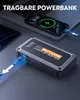 A power bank is shown charging a smartphone, with a laptop in the background. Produktbild-Vorschau