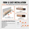 An instructional diagram showing how to install a floating mantelpiece, with included hardware and steps. Produktbild-Vorschau