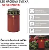 LED hřbitovní svíčka červená, 2x C, venkovní i vnitřní, teplá bílá, senzor Náhled obrázku produktu