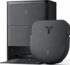 A robotic vacuum cleaner and its charging station are shown against a light gray background. Produktbild-Vorschau