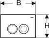 A diagram showing the dimensions of a toilet flush plate. Anteprima dell’immagine prodotto