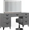 A vanity table with a mirror and a stool, presented against a white background. Podgląd zdjęcia produktu