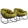 Two green papasan chairs with wicker bases and metal frames on a white background. Anteprima dell’immagine prodotto