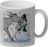 Schneemann und Esel Humor Glitzer-Kaffeebecher Produktbild-Vorschau 1