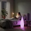 A woman is reading a book in bed at night, illuminated by a floor lamp. Produktbild-Vorschau