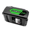 A studio shot of a black and green lithium-ion battery pack. Produktbild-Vorschau