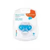 A blue silicone pacifier and teether in its original packaging. Produktbild-Vorschau