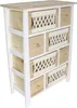 A chest of drawers with multiple wooden drawers and woven textile inserts. Voir les images du produit