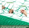 Close-up shots of green plastic netting demonstrating its cuttable and bendable properties, with a larger roll of the netting in the foreground. Produktbild-Vorschau