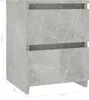 A close-up, front-facing view of a gray wooden nightstand with two drawers. Dimensions are indicated by lines and text. Anteprima dell’immagine prodotto