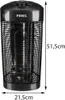 A black Perel brand electric heater with dimensions indicated. Produktbild-Vorschau