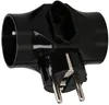 A black electrical adapter with three outlets and a plug. Náhled obrázku produktu