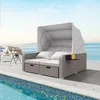 Garten-Loungesofa 2-Personen mit Sonnendach - Polyrattan Produktbild-Vorschau 5