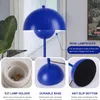 A collage of images showing a blue floor lamp and its features. Produktbild-Vorschau