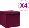 vidaXL Úložné boxy s víkem 4 ks 28x28x28 cm tmavě červené Náhled obrázku produktu 6