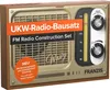 A product image of an FM radio construction set box, designed to look like a vintage radio. Podgląd zdjęcia produktu