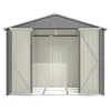 Front view of an open metal shed. Produktbild-Vorschau