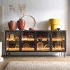 Sideboard Kommode LUMI 181 cm Eiche Dunin 4 Glastüren Produktbild-Vorschau 1
