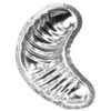 A single, silver-colored baking mold shaped like a crescent moon with ribbed indentations, presented against a white background. Anteprima dell’immagine prodotto