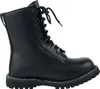 A black leather boot on a white background. Anteprima dell’immagine prodotto