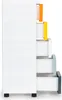 A white cabinet with five drawers of varying colors on the right side, set against a white background. Produktbild-Vorschau