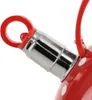 A close-up view of the spout and handle attachment of a red and white polka dot kettle. Produktbild-Vorschau