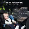 A baby is sitting in a car seat, with stacks of sound-deadening mats in the background. Produktbild-Vorschau