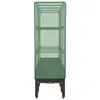 A tall, narrow greenhouse with shelves, standing on a dark brown base with legs. Produktbild-Vorschau