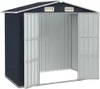 A dark gray metal shed with open double doors, showing the silver interior. Náhled obrázku produktu