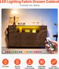 A fabric drawer cabinet with LED lighting, showcasing different color options and remote control. Náhľad obrázku produktu