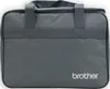 A close-up, front view of a gray Brother sewing machine carrying bag. Podgląd zdjęcia produktu