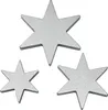 Three silver, six-pointed stars of different sizes are arranged on a white background. Produktbild-Vorschau