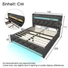 A diagram of a bed with dimensions and features highlighted. Produktbild-Vorschau