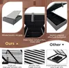 A collage of images showcasing different aspects of a bed frame, highlighting features like storage and construction. Voir les images du produit