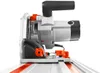 A close-up side view of a Holzmann TAS165PRO hand circular saw mounted on a track. Náhľad obrázku produktu