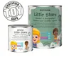 Two cans of Rust-Oleum Little Stars paint are shown, one in the foreground and one in the background, with a "Certified Toy Safe" badge. Produktbild-Vorschau