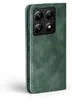 A green flip cover phone case is shown from the side. Produktbild-Vorschau