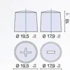 Diagrams showing dimensions and symbols for battery terminals. Anteprima dell’immagine prodotto
