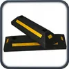 Two black parking curbs with yellow reflective strips are shown. Produktbild-Vorschau