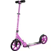 A pink scooter with black handles and wheels, shown against a white background. Voir les images du produit